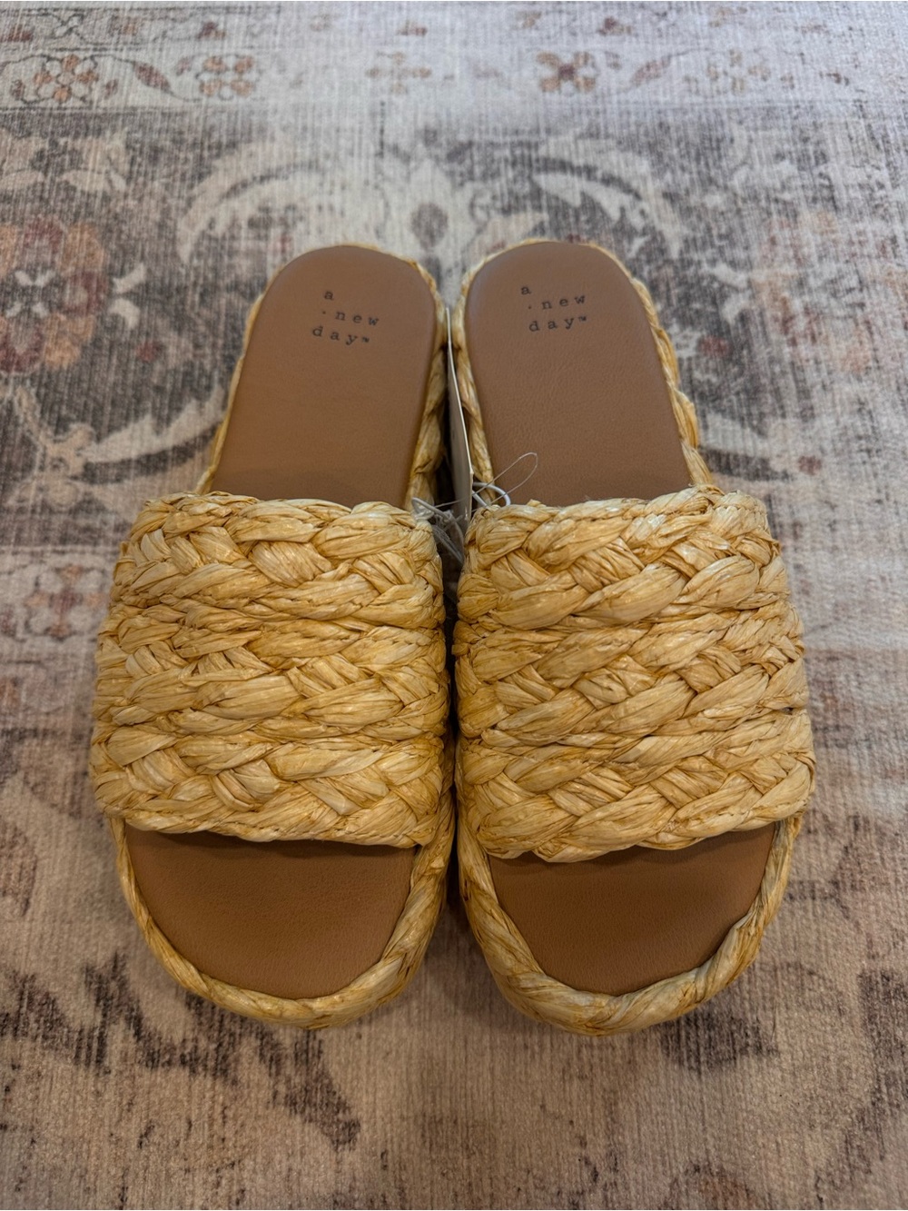 a new day Braided Straw Slide Sandals - Natural
